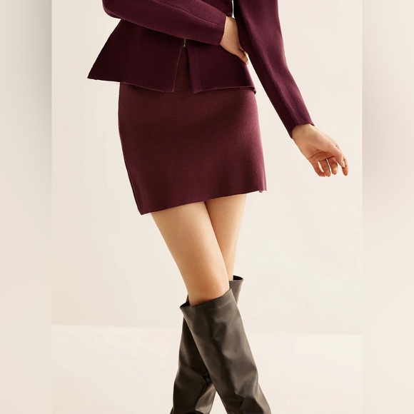Commense V-Neck Slim Fitted Cardigan & Minimalist Slim Sweater Mini skirt set - Picture 3 of 16